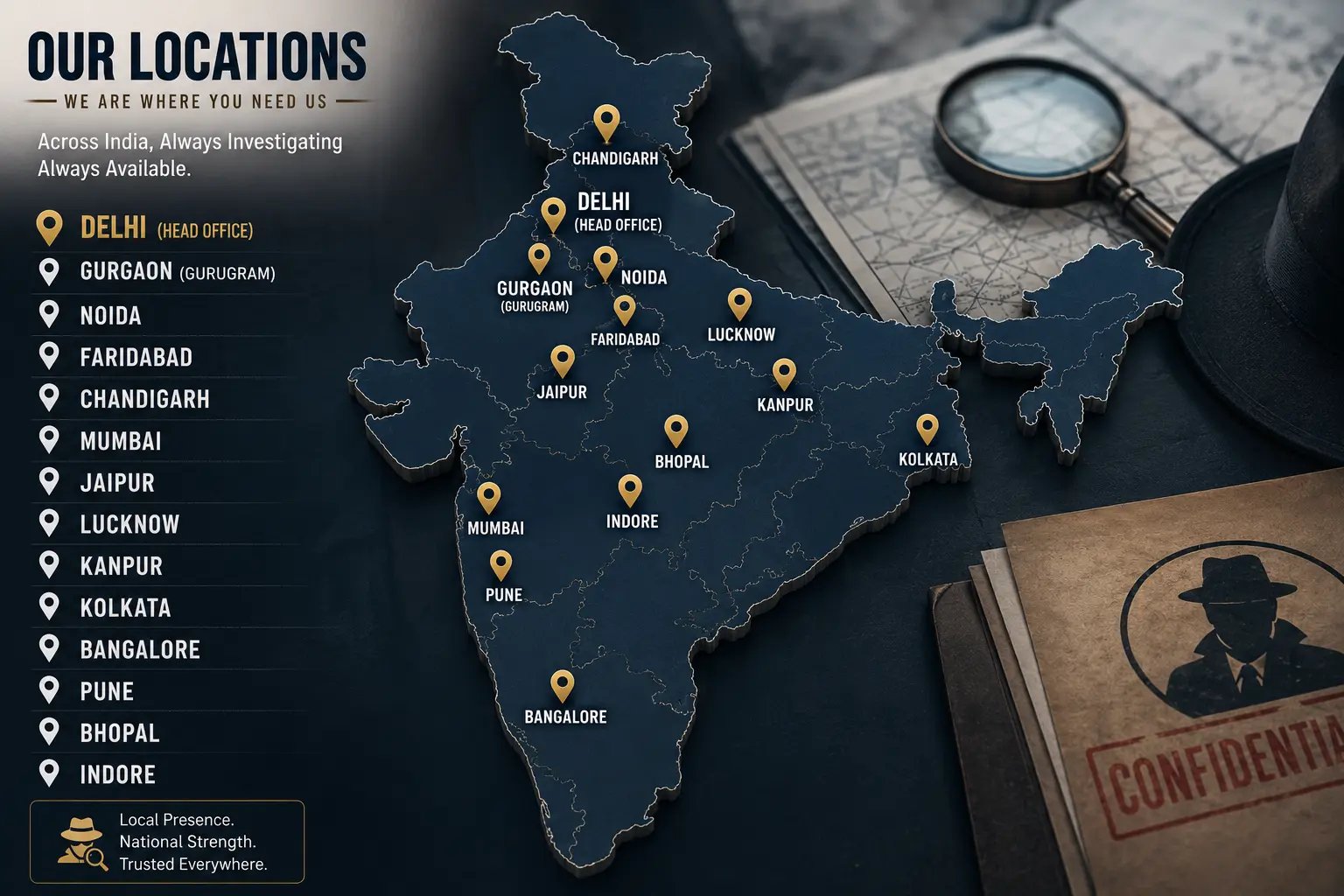 Hawkeye Detective service locations across India
